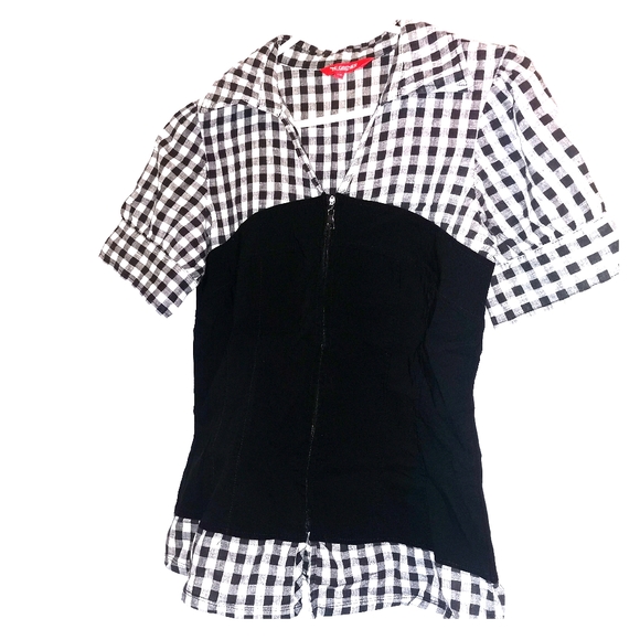3/60$🧥 NWOT -Le Grenier -Blouse "corset" Plaid S - Picture 1 of 6